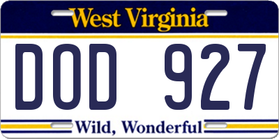 WV license plate DOD927