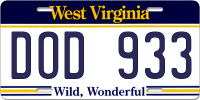 WV license plate DOD933