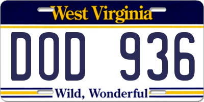 WV license plate DOD936