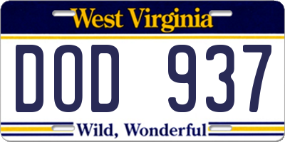 WV license plate DOD937