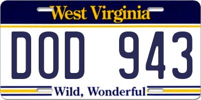 WV license plate DOD943