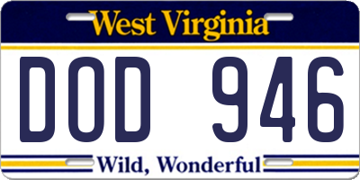 WV license plate DOD946