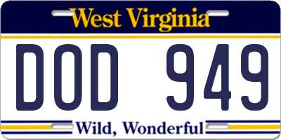 WV license plate DOD949