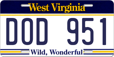 WV license plate DOD951