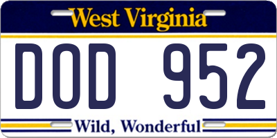WV license plate DOD952