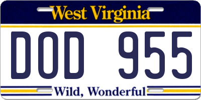 WV license plate DOD955
