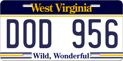 WV license plate DOD956