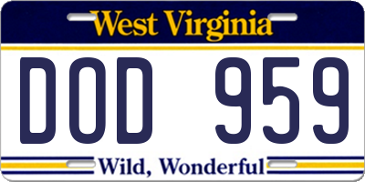 WV license plate DOD959