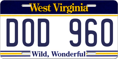 WV license plate DOD960