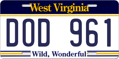 WV license plate DOD961