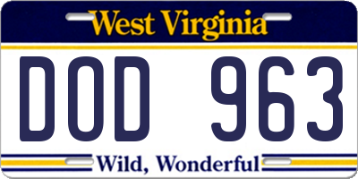 WV license plate DOD963