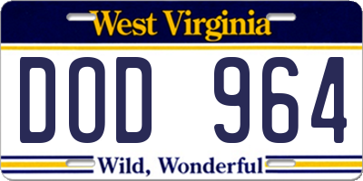 WV license plate DOD964