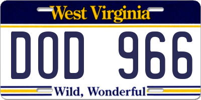 WV license plate DOD966