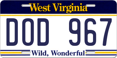 WV license plate DOD967