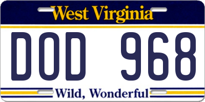 WV license plate DOD968