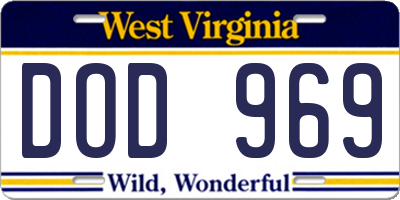 WV license plate DOD969