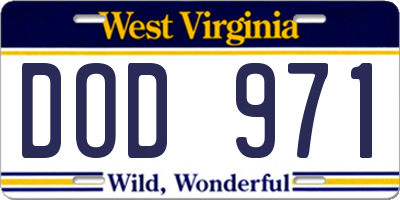 WV license plate DOD971