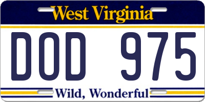WV license plate DOD975