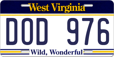 WV license plate DOD976