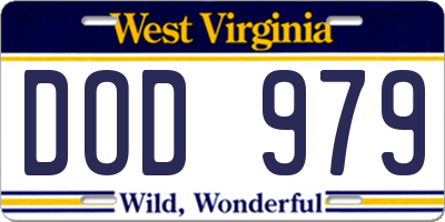 WV license plate DOD979