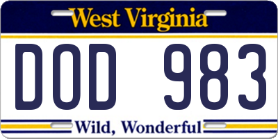 WV license plate DOD983