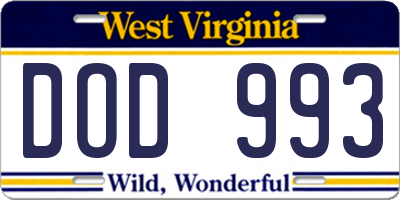 WV license plate DOD993