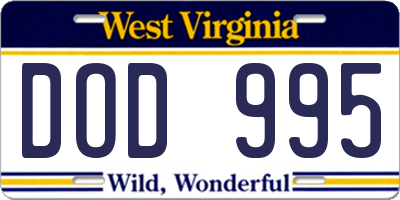 WV license plate DOD995
