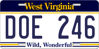 WV license plate DOE246
