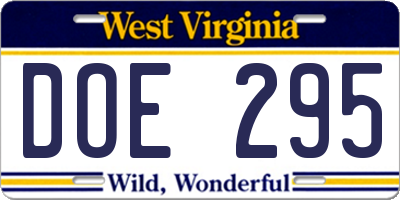WV license plate DOE295