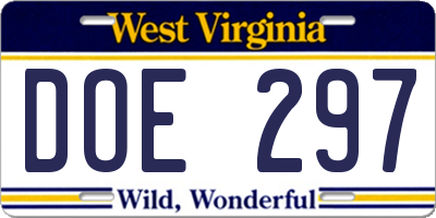 WV license plate DOE297