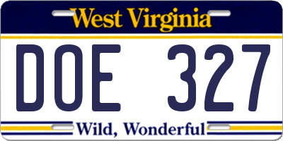 WV license plate DOE327