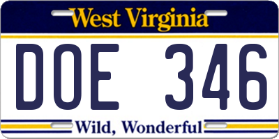WV license plate DOE346
