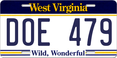 WV license plate DOE479