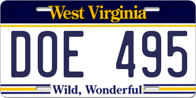 WV license plate DOE495