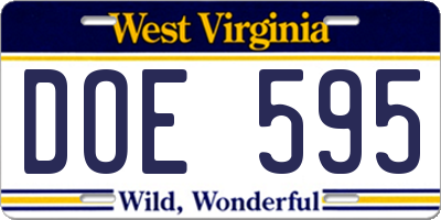 WV license plate DOE595