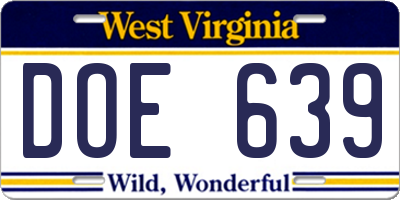 WV license plate DOE639
