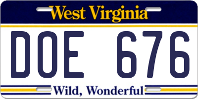 WV license plate DOE676