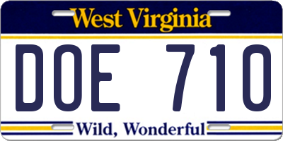 WV license plate DOE710
