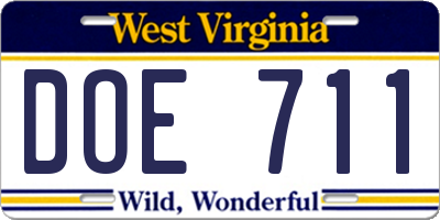 WV license plate DOE711