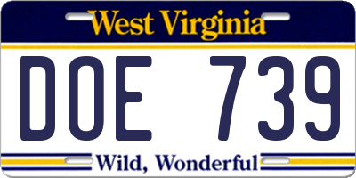 WV license plate DOE739