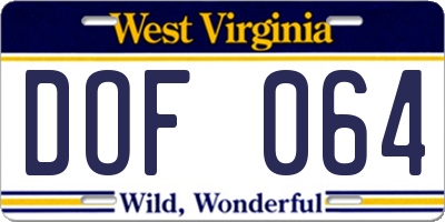 WV license plate DOF064