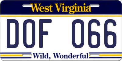 WV license plate DOF066