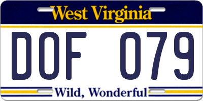 WV license plate DOF079