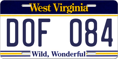 WV license plate DOF084