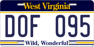 WV license plate DOF095