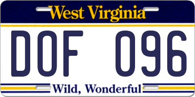 WV license plate DOF096