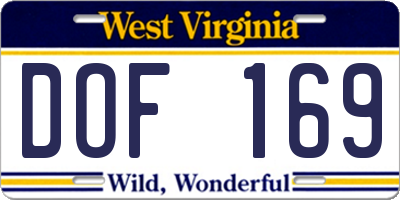 WV license plate DOF169
