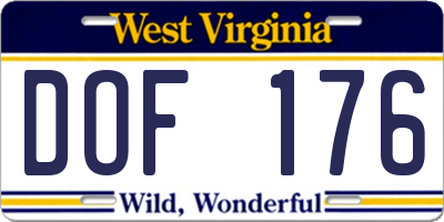 WV license plate DOF176