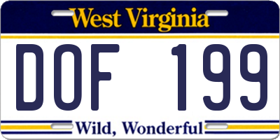 WV license plate DOF199