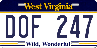 WV license plate DOF247